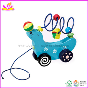 2014 Brincalhão de madeira Pull &amp; Push Toy para Crianças, Brinquedo educativo Puxe para Crianças, Brinquedo de madeira Puxe Junto Brinquedo Do Bebê para o Bebê W05b037